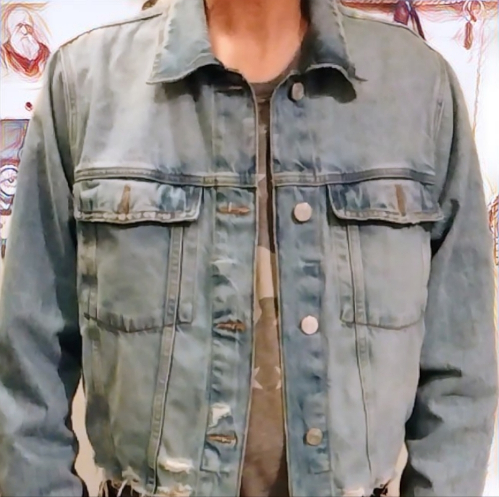 Frame Denim Blue Lightweight Jacket with Vintage Look